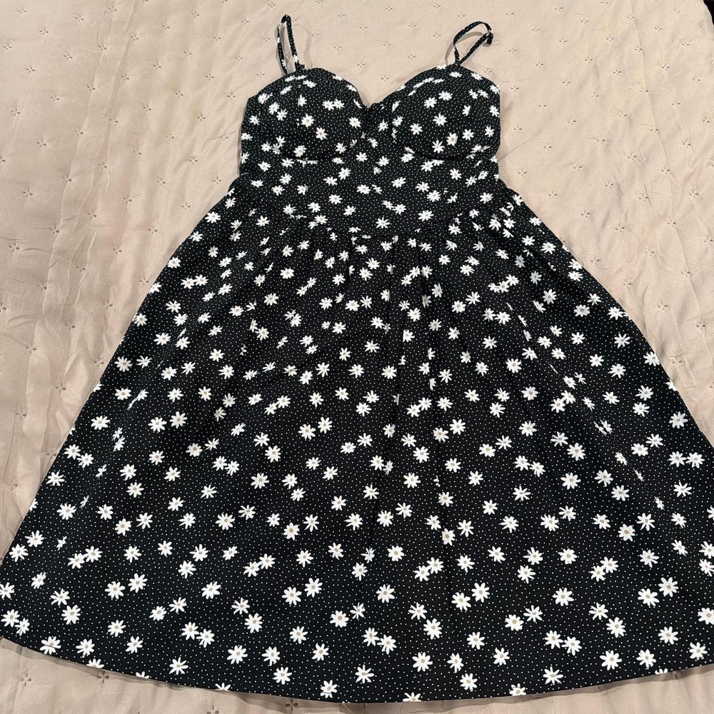 Black floral dress.